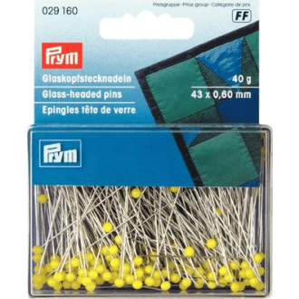 Glaskopspelden geel 43x0,60mm 40gr van PRYM 022.029160