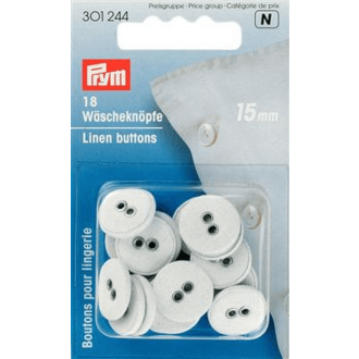 Linnen knopen 15mm wit van PRYM 022.301244