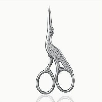 Borduurschaartje ooievaar zilver 10cm