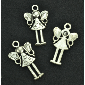 Angel bedel antic zilver 25 x 14 mm