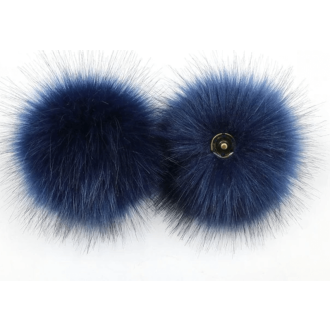 Navy blue bonten pompon ca. 15cm met drukknoop