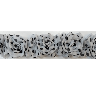 Sierelastiek met polka dot rozen 55mm 