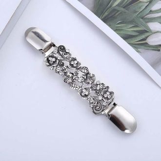 Vestklem ladybug flowers strass zilver 13x2.5cm