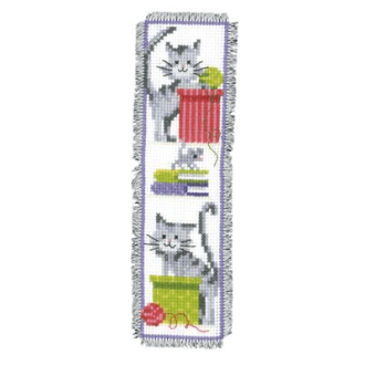 Kruissteek borduurpakket 2 bladwijzers Curious Cats 6x20cm van VERVACO PN-0143914