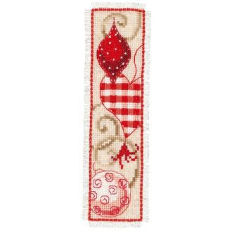 Kerstballen borduurpakket bladwijzer 6x20cm van VERVACO PN-0021862
