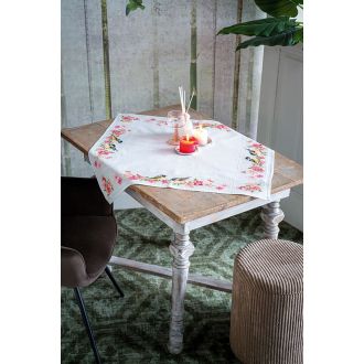 Borduurpakket tafelkleed aida Meesjes in bloesems 80x80cm van VERVACO PN-0164365
