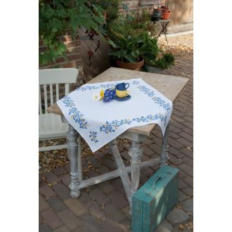 Borduurpakket tafelkleed aida Blauwe Ranken 80x80cm van VERVACO PN-0168358