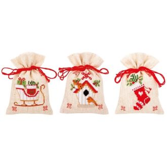 Kerst kruissteek borduurpakket set van 3 zakjes van VERVACO PN-0172213