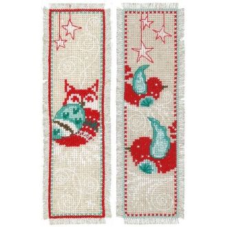 Kerstfiguren borduurpakket set van 2 bladwijzers 6x20cm van VERVACO PN-0162260