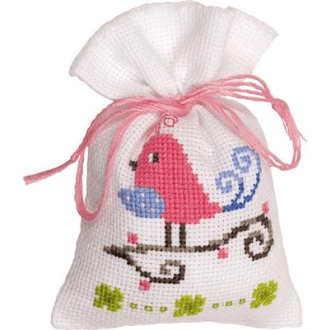 Kruissteek borduurpakket zakje 8x12cm Twetel tweet roze van VERVACO PN-0147232