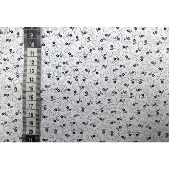 Witte stof met blauwe mini bloemen 100% katoen 140cm breed