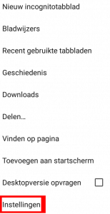Android chrome instellingen