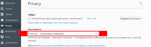 Firefox geschiedenis instellingen
