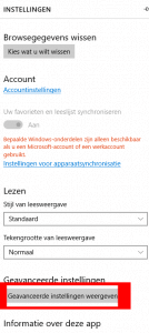 Edge geavenceerde instellingen