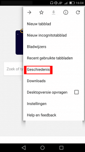 Android chrome geschiedenis