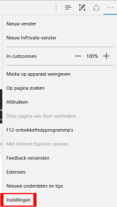Edge instellingen