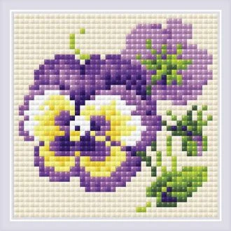 Diamond mosaic pair of pansies van STITCHCOMPANY ri-am0037