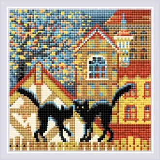 Diamond mosaic City & Cats Autumn van STITCHCOMPANY ri-am0049
