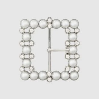 Metaal/polyester/strass gesp zilver UNION KNOPF 0501047.082