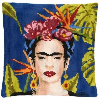 Frida Kahlo kussen voorbedrukt borduurpakket van PAKO 076.160802