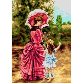 Mother and Child kruissteek bedrukt borduur gobelin 50x70cm van ORCHIDEA 089.2907R