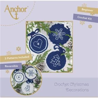 Haakpakket kerstversiering wit-blauw ANCHOR 090.AKE0012