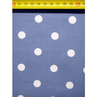 Denimkleurige katoenen stof DANIELLE met witte stippen L BERTRUMS