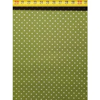 Olijfkleurige katoenen stof met witte stippen S BERTRUMS