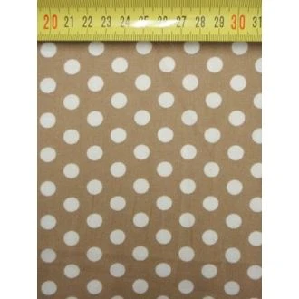 Zandkleurige katoenen stof met witte stippen M BERTRUMS