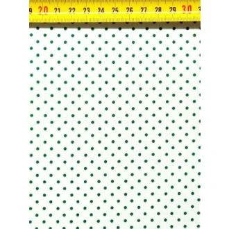 Witte stof met kleine groene stippen 100% katoen 140cm breed van BERTRUMS 1270