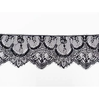 13-16cm V-rand breed kanten band met wimpers zwart 3m lang