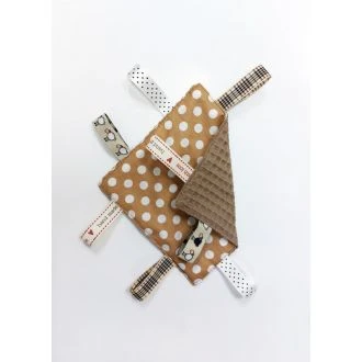 Baby labeldoekje witte stippen M - taupe van N'STUDIO