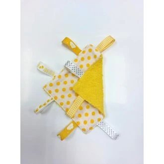 Baby labeldoekje gele stippen M - gele badstof van N'STUDIO