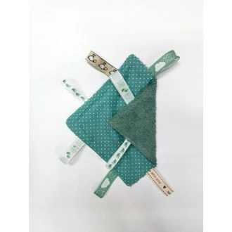 Baby labeldoekje witte stippen S - mint badstof van N'STUDIO