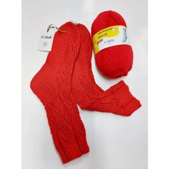 Ajour handgebreide sokken rood N'STUDIO