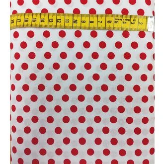 Witte stof met rode stippen 100% katoen 140cm breed van BERTRUMS 1271