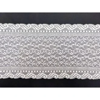 25cm breed elastisch bloemenkant off white 140cm lang