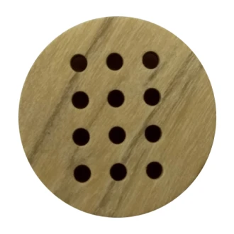 Houten knoop met 12 gaatjes van UNION KNOPF 451461