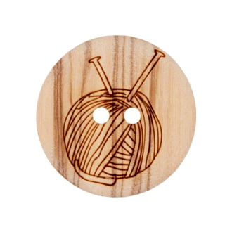 Houten knoop met bolletje wol van UNION KNOPF 451474