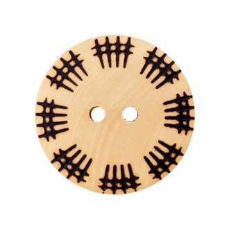 Houten knoop met streepjes van UNION KNOPF 452075