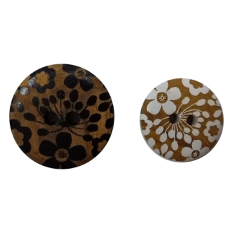 Houten knoop met bloemen van UNION KNOPF 49861