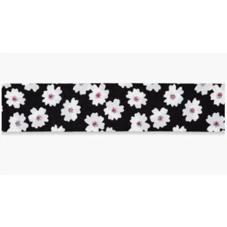 Satijnlint dubble face 25cm zwart/witte bloemen van UNION KNOPF 5514 025 0080