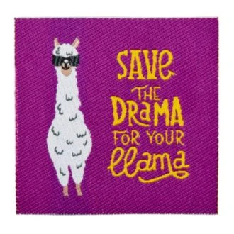 Save the drama for your llama 6x6cm applicatie van UNION KNOPF 6450.0058