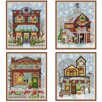 Borduurkit WINTER VILLAGE ORNAMENTS 70-08954