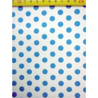 Witte stof met aqua stippen 100% katoen 140cm breed van BERTRUMS 1271