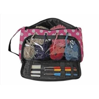 Handwerktas polkadots roze/wit van KLEIBER 91857