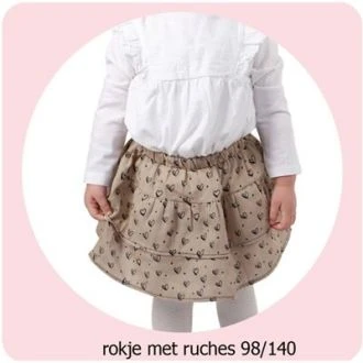 Naaipatroon rokje met ruches mt 98 - 140 van ADIY 056.ADIY86