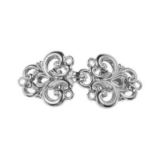 Silver baroque flowers haak en oog vestklemmen
