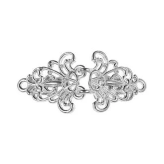 Silver baroque lilies haak en oog vestklemmen