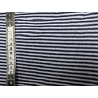Blauw wit gestreepte tricot rekbaar 100% katoen 150cm breed